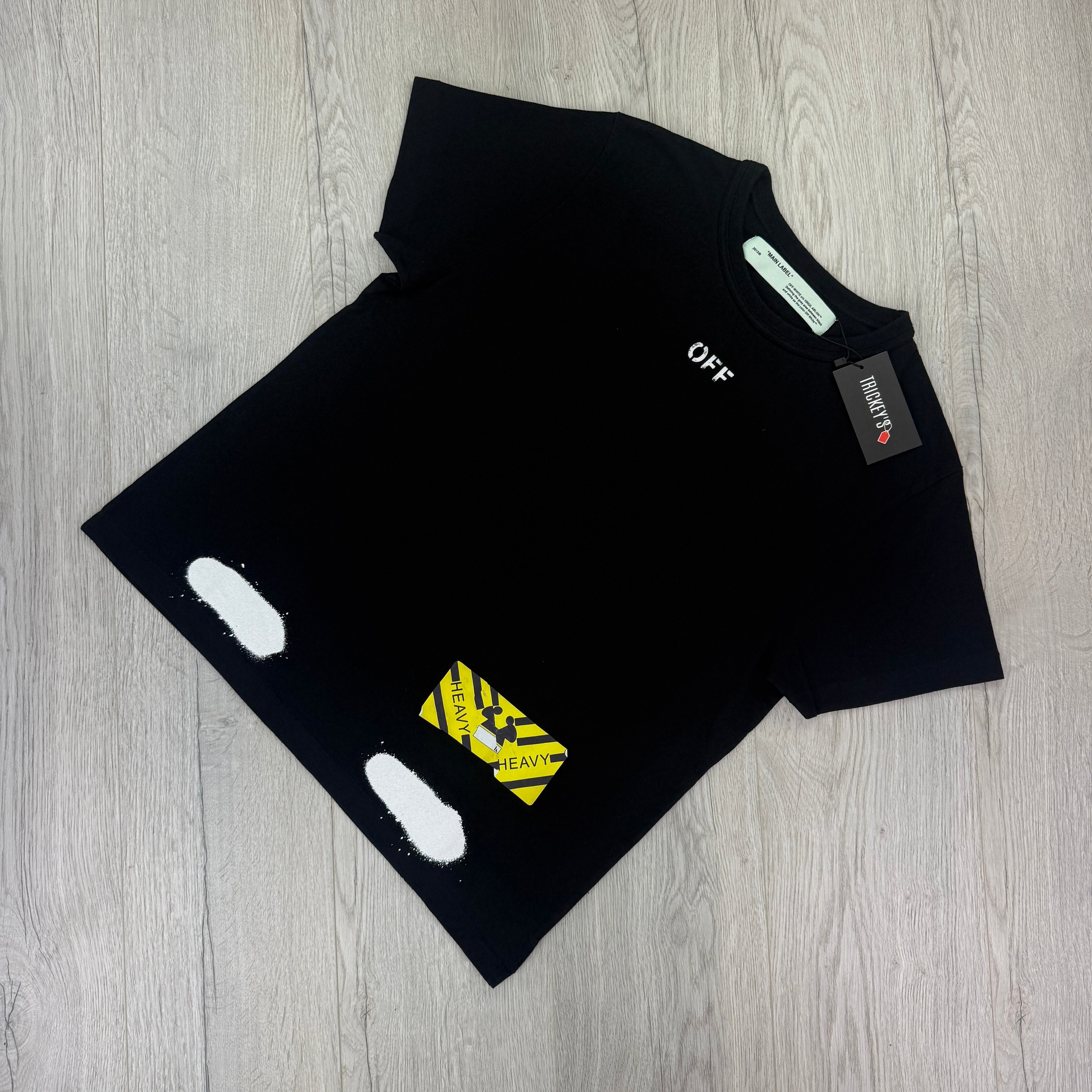 Off White Men’s Black T-shirt Sprayed Arrow Logo - XS Oversized