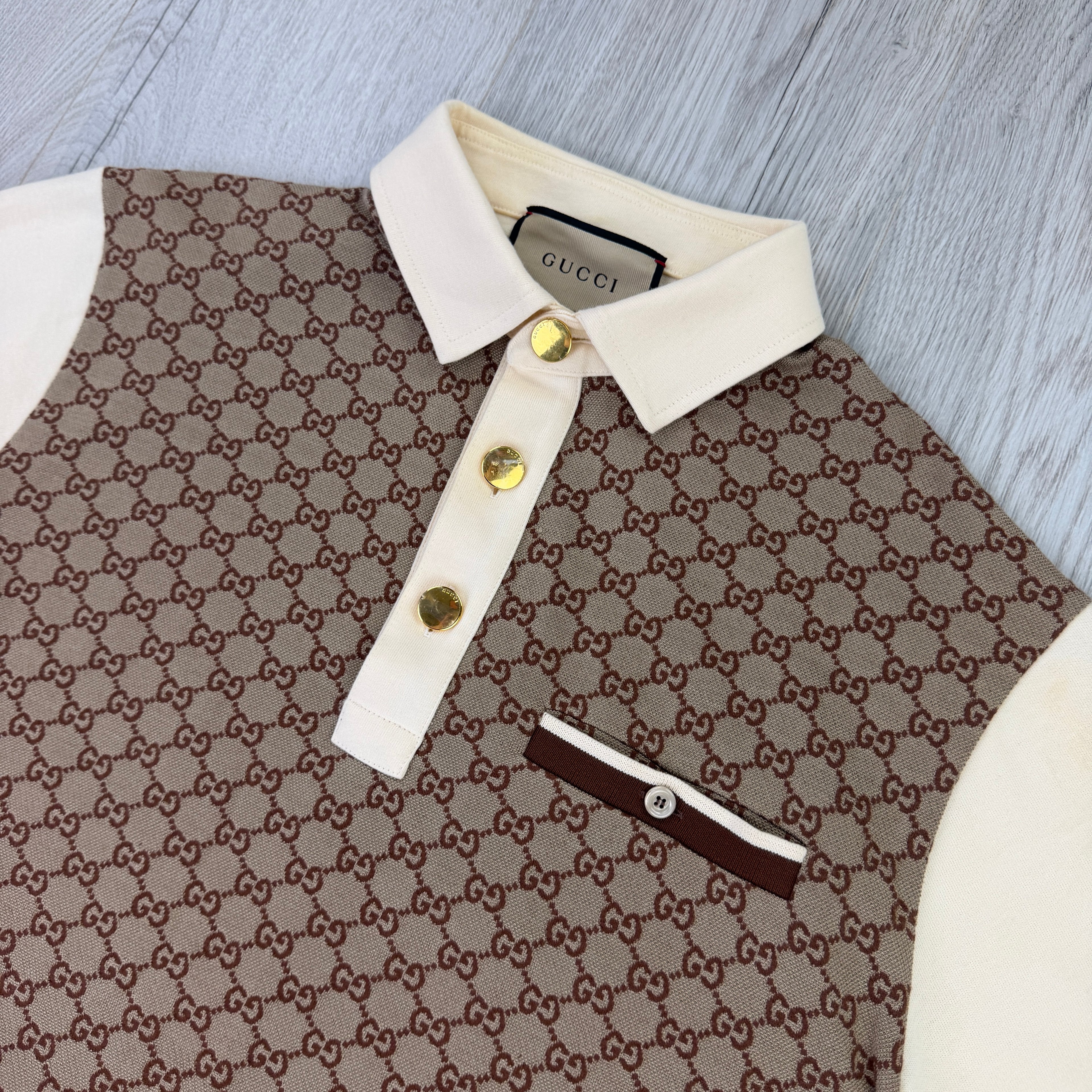 Gucci Men’s Beige  GG Interlocking Polo - Medium
