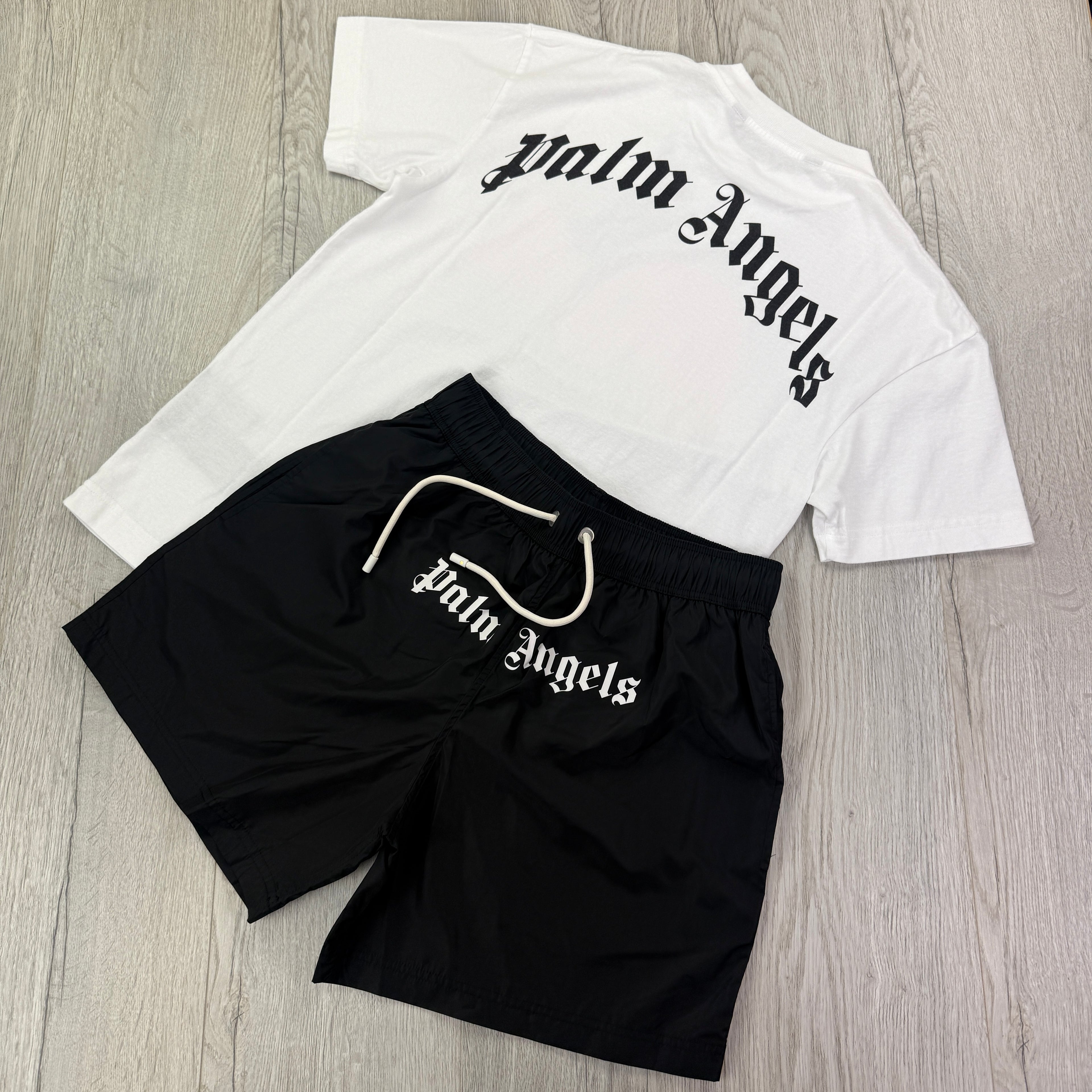Palm Angels Men’s White T-shirt & Swim Short Set