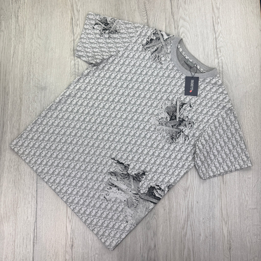 Dior Men’s Grey Oblique Daniel Arsham T-shirt - Small