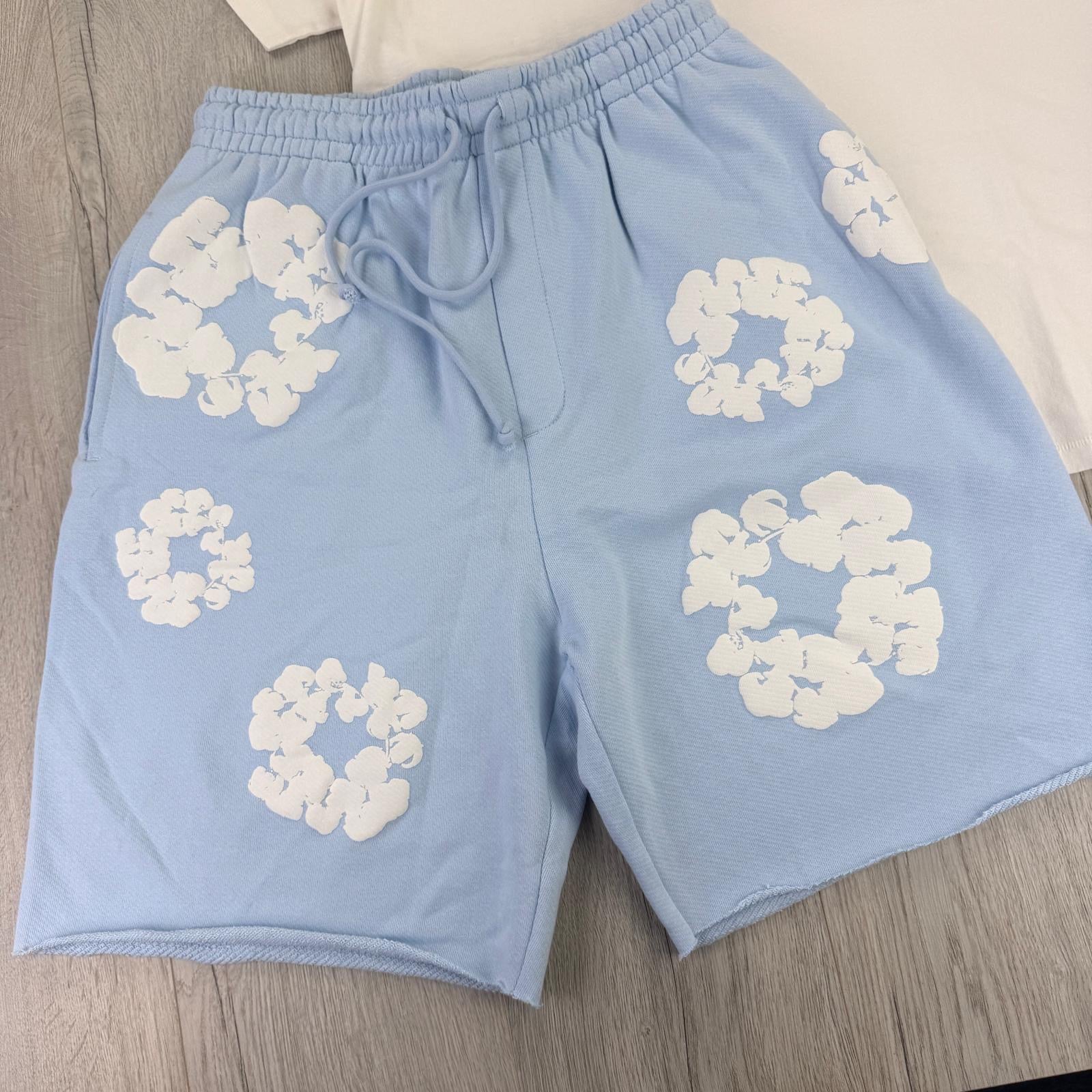 Gallery Dept Men’s White T-shirt & Denim Tears Shorts Set