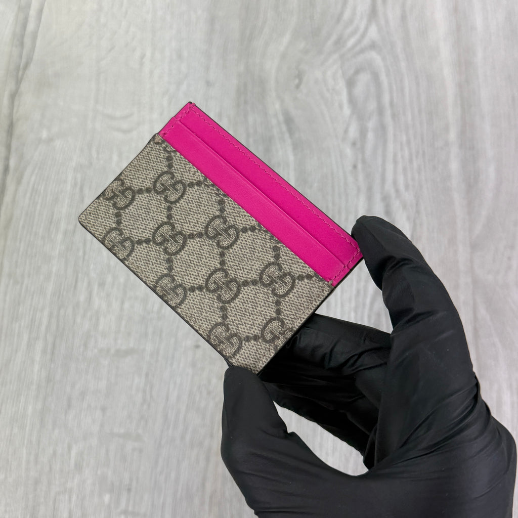 Gucci GG Interlocking Beige Card Holder Pink Edition
