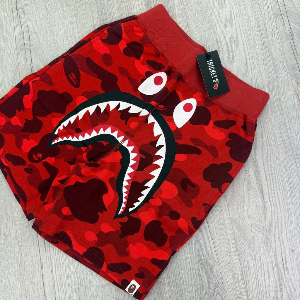 Bape Men’s Red Camo Front Shark Shorts