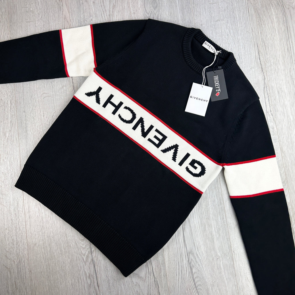 Givenchy Men’s Black Knitted Crewneck With Upside Down Logo