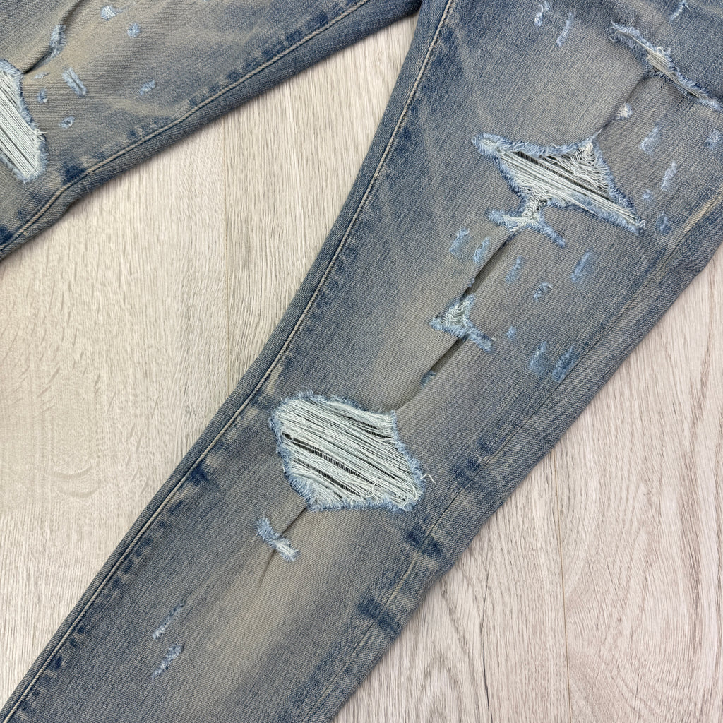 Amiri Men’s Blue Thrasher Clay Indigo Ripped Jeans