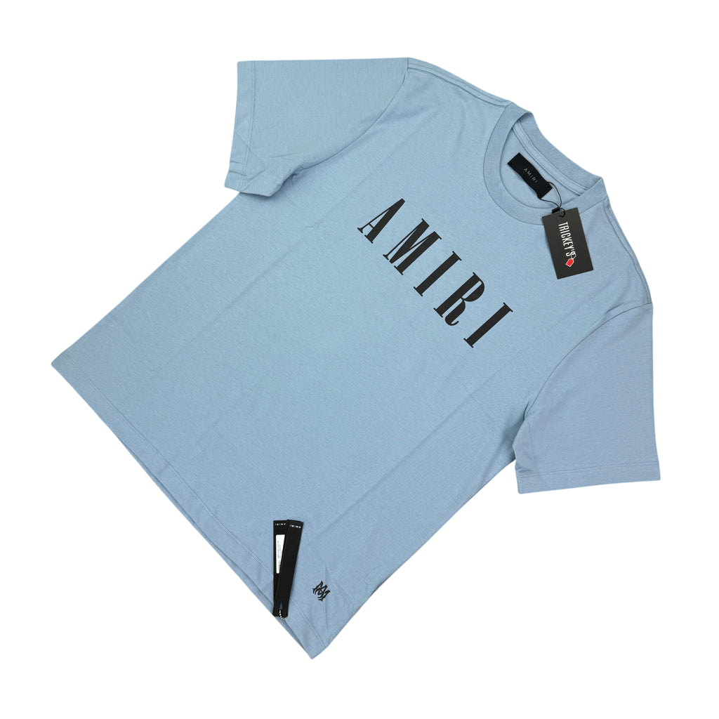 Amiri Men’s Baby Blue T-shirt Black Logo