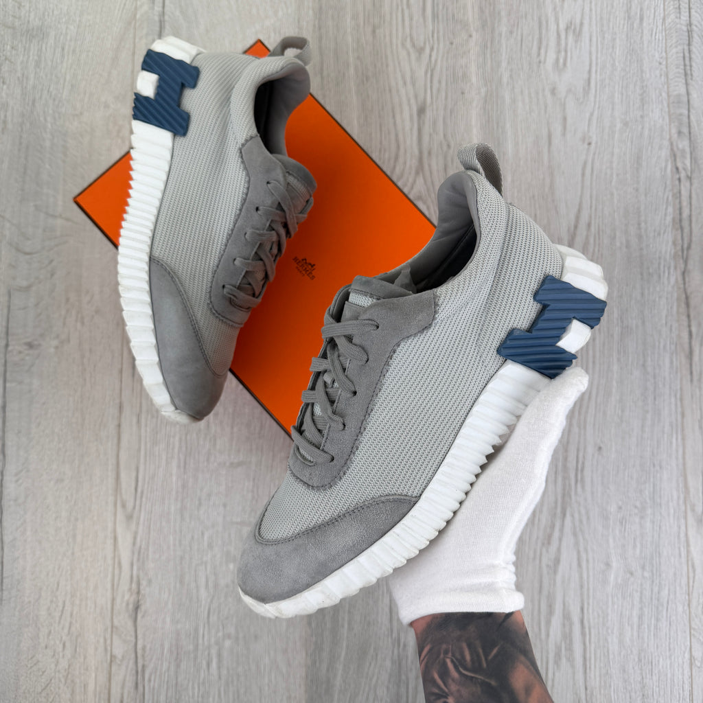 Hermes Men’s Grey Suede Bouncing Sneakers - Uk 8