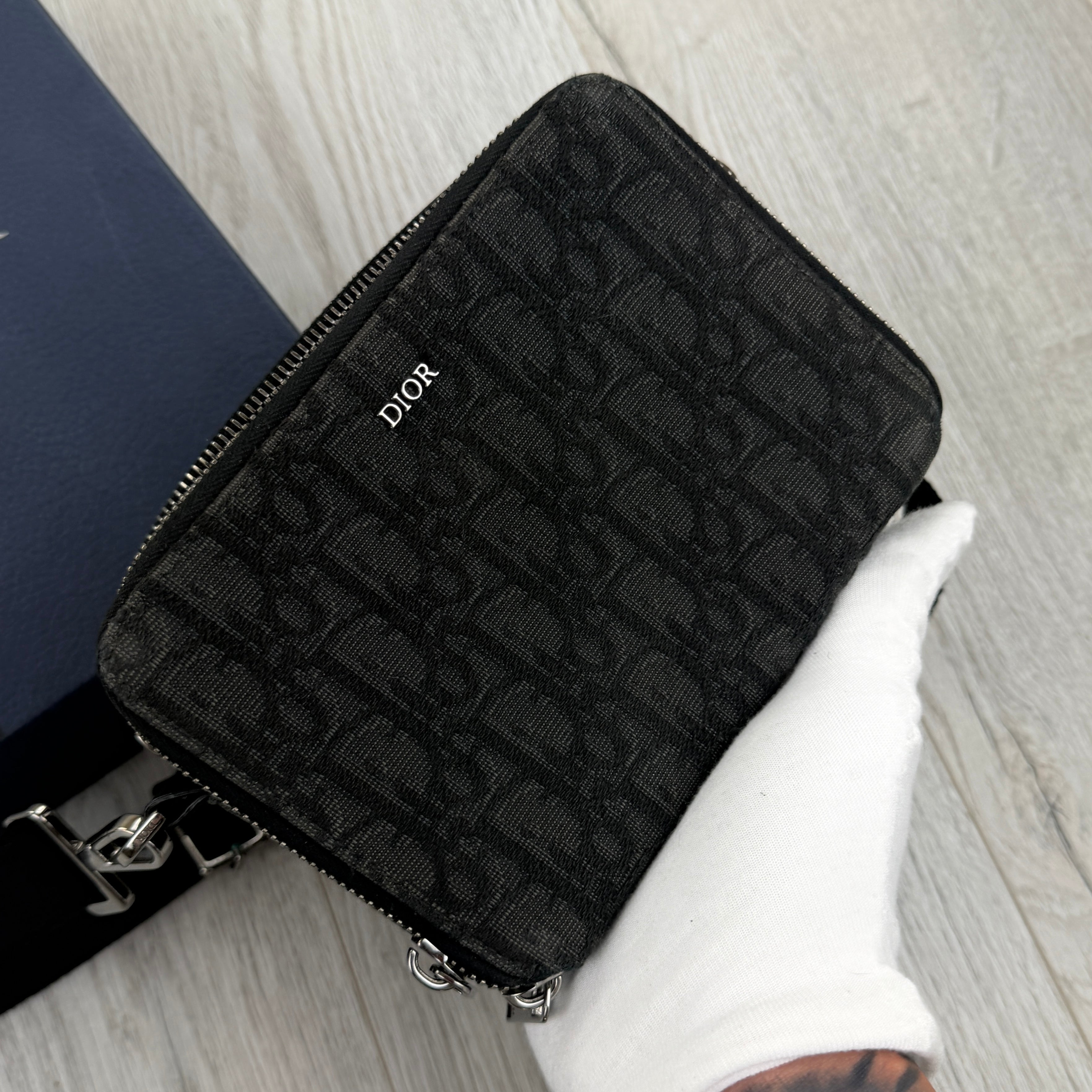 Dior Black Zipped Pouch With Shoulder Strap Bag