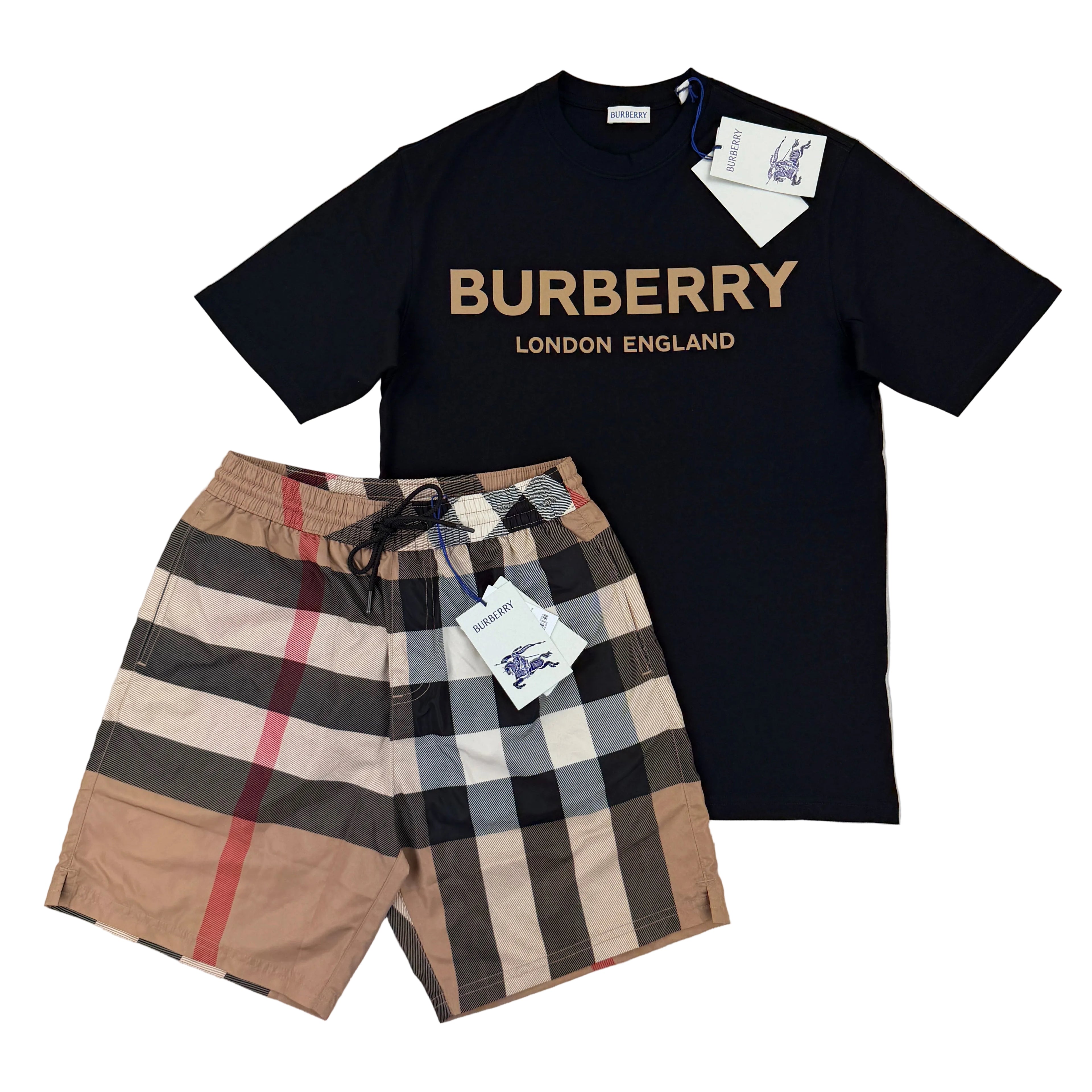 Burberry Men’s Black T-shirt & Shorts Set