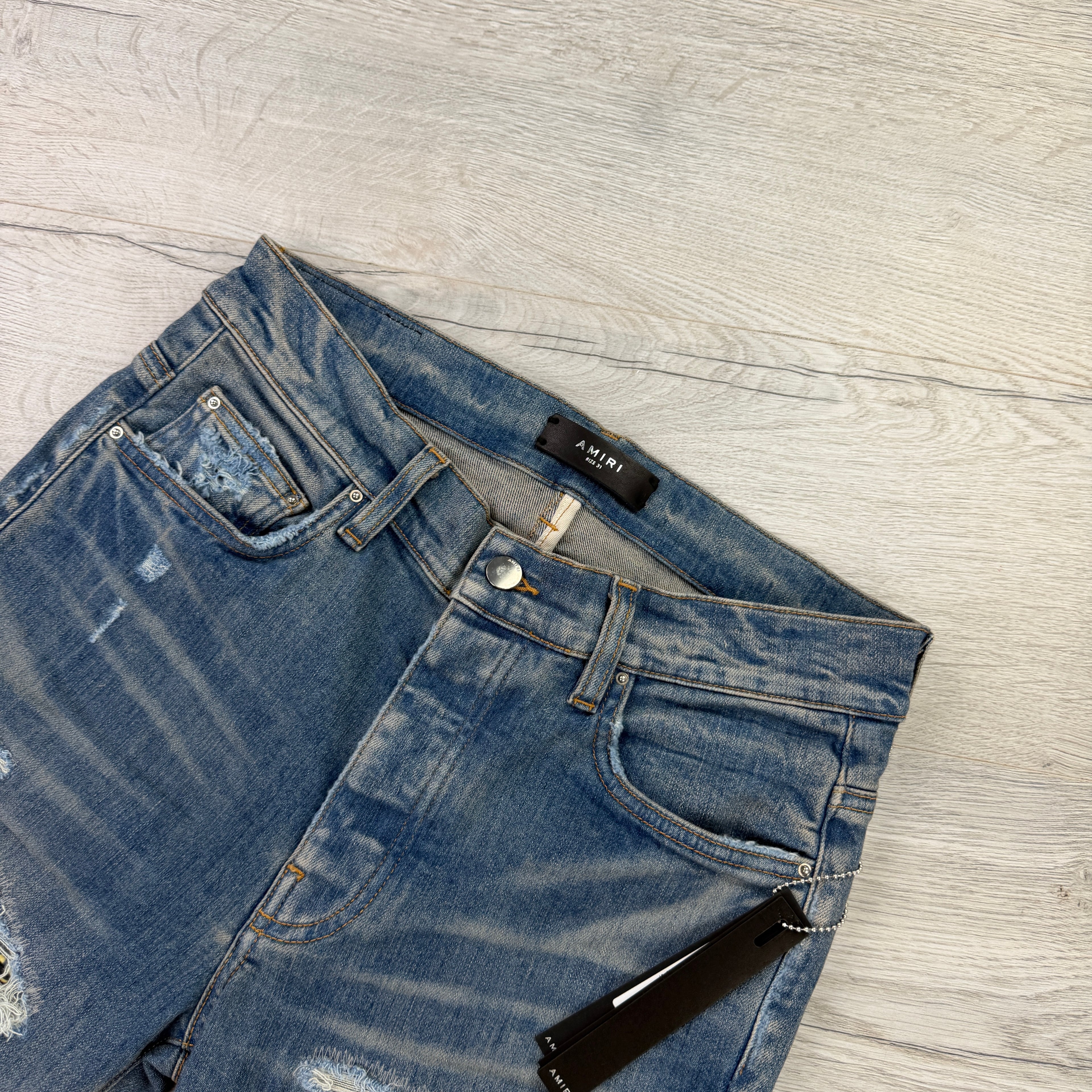 Amiri MX1 Men’s Blue Distressed Jeans