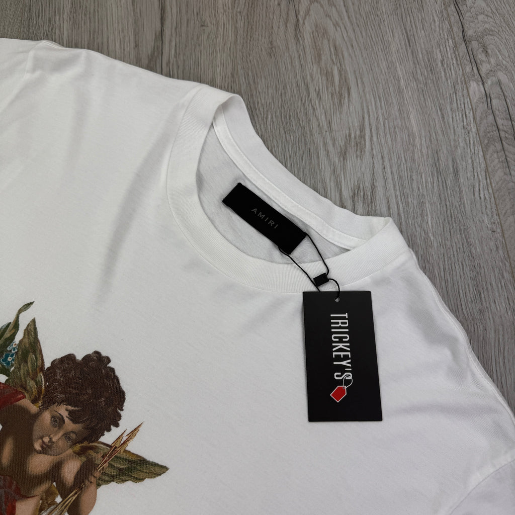 Amiri Men’s White Cherub Logo T-shirt - Medium Oversized