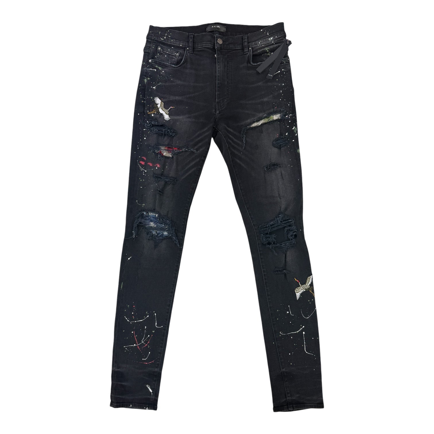 Amiri Men’s MX1 Aged Black Distressed Jeans - Uk 34