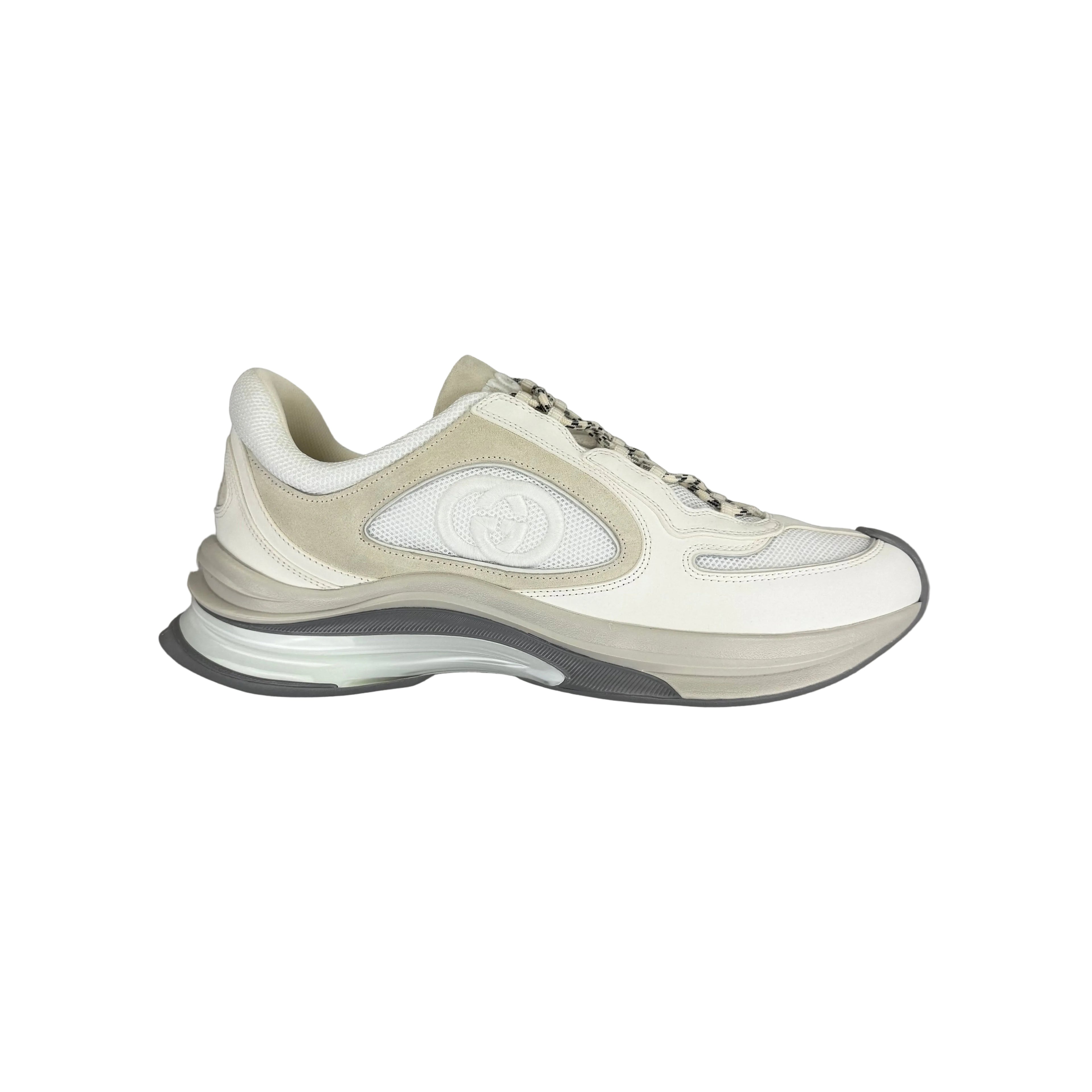 Gucci Men’s GG Nubuk Alaska White Trainers - Uk 10.5