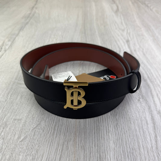 Burberry Men’s Black Thin Reversible TB Belt