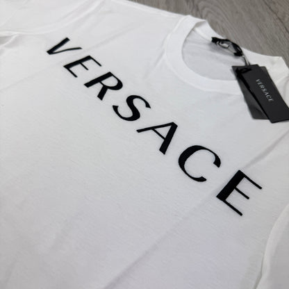 Versace Men’s White T-shirt Embroidered Logo