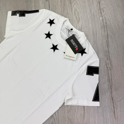 Givenchy Men’s White T-shirt Neckline Black Stars