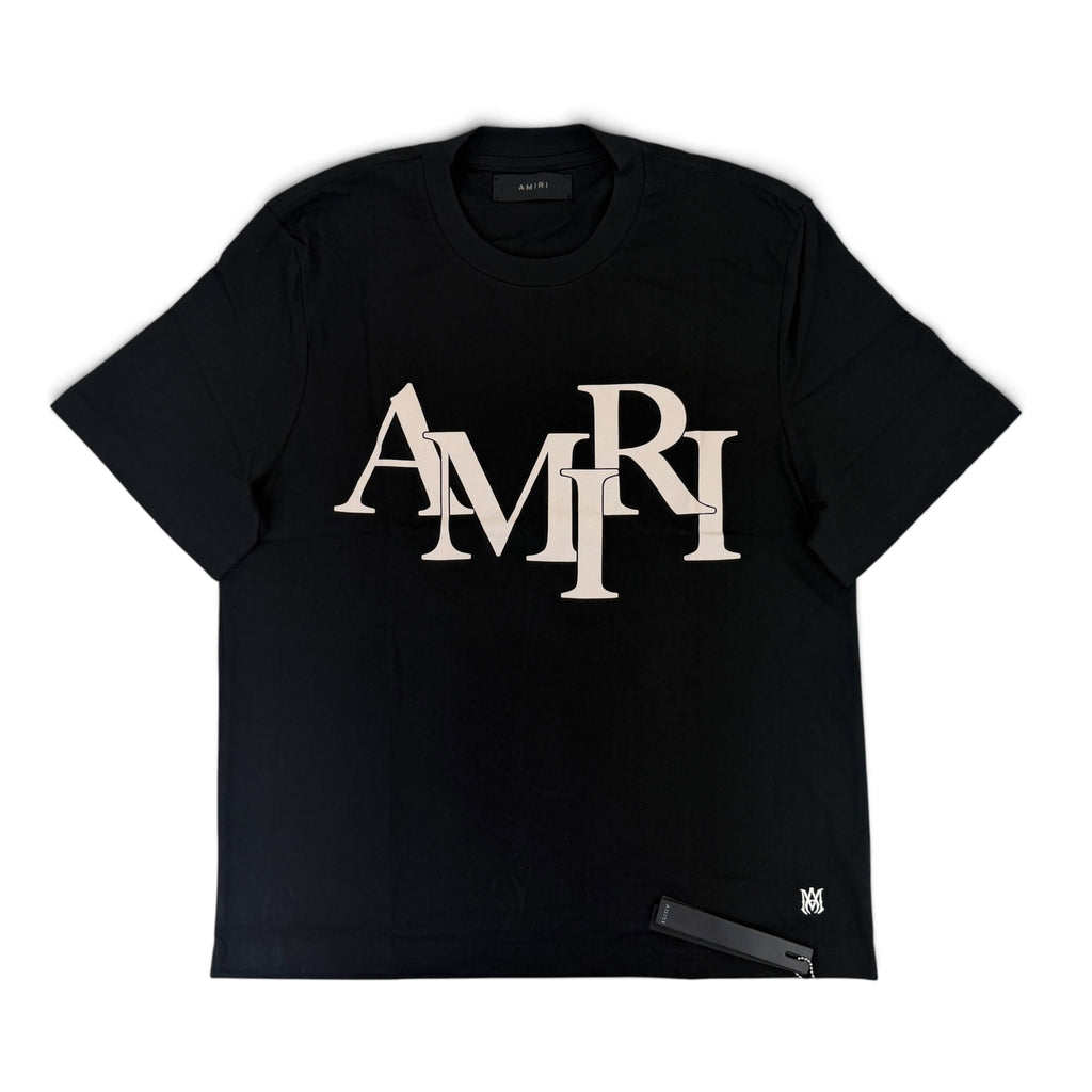 Amiri Men’s Black T-shirt With White Logo