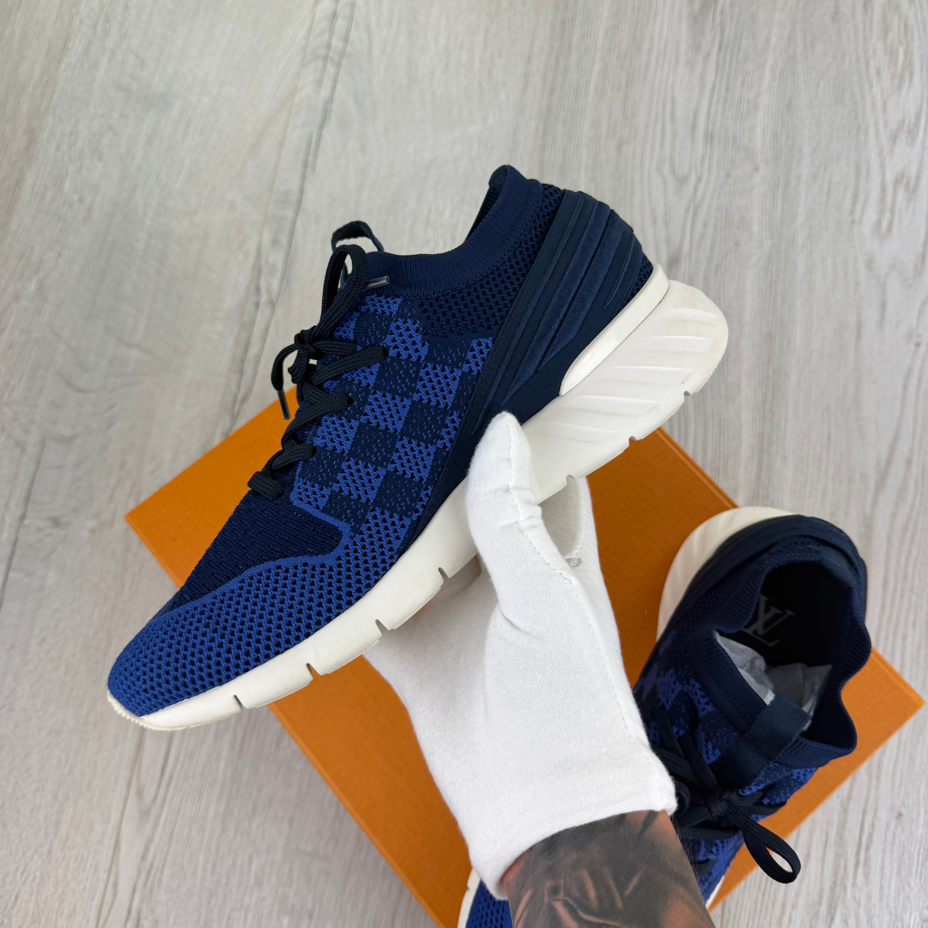 Louis Vuitton Men’s Knit Blue Trainers - Uk 7