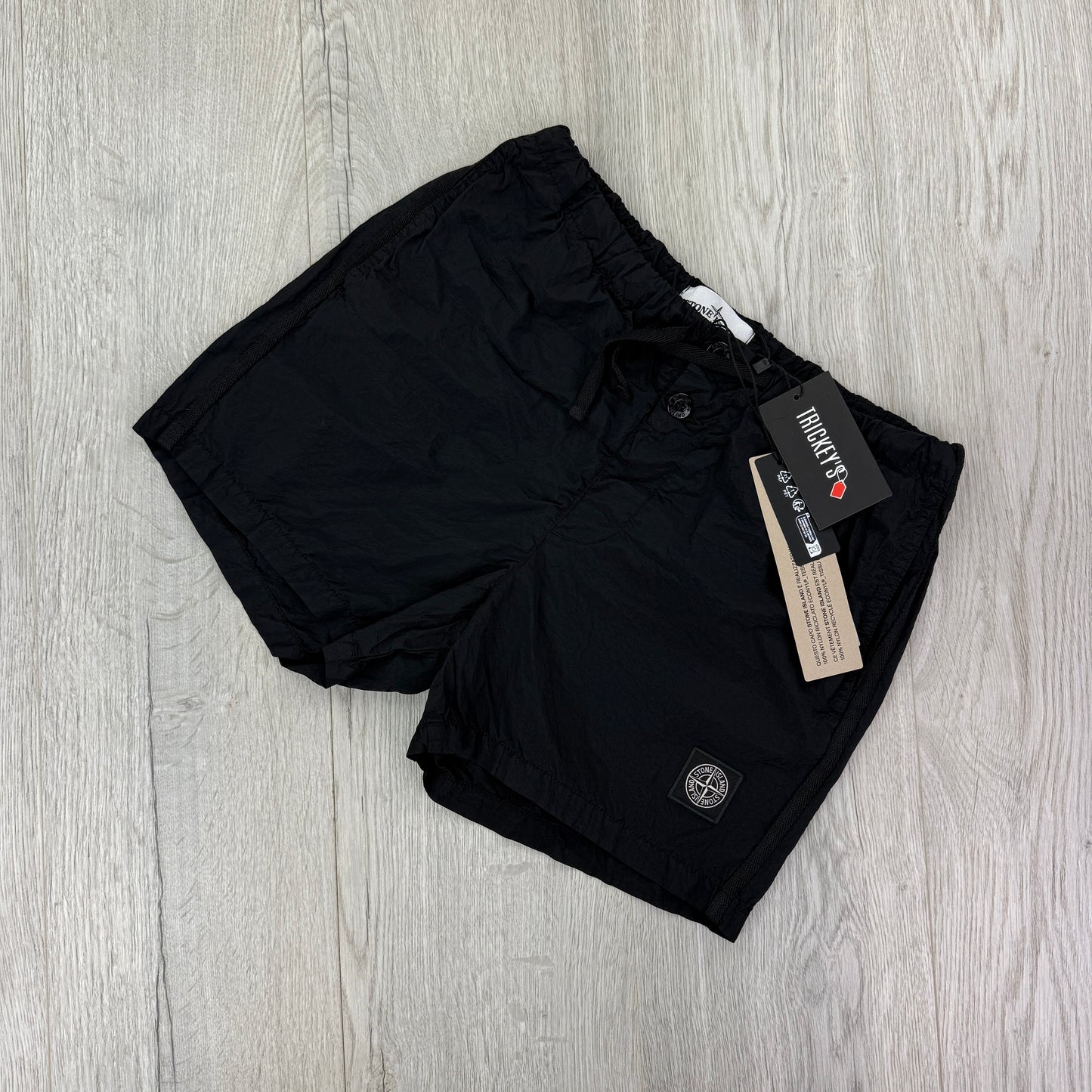 Stone Island Men’s Black Metal Nylon Swim Shorts