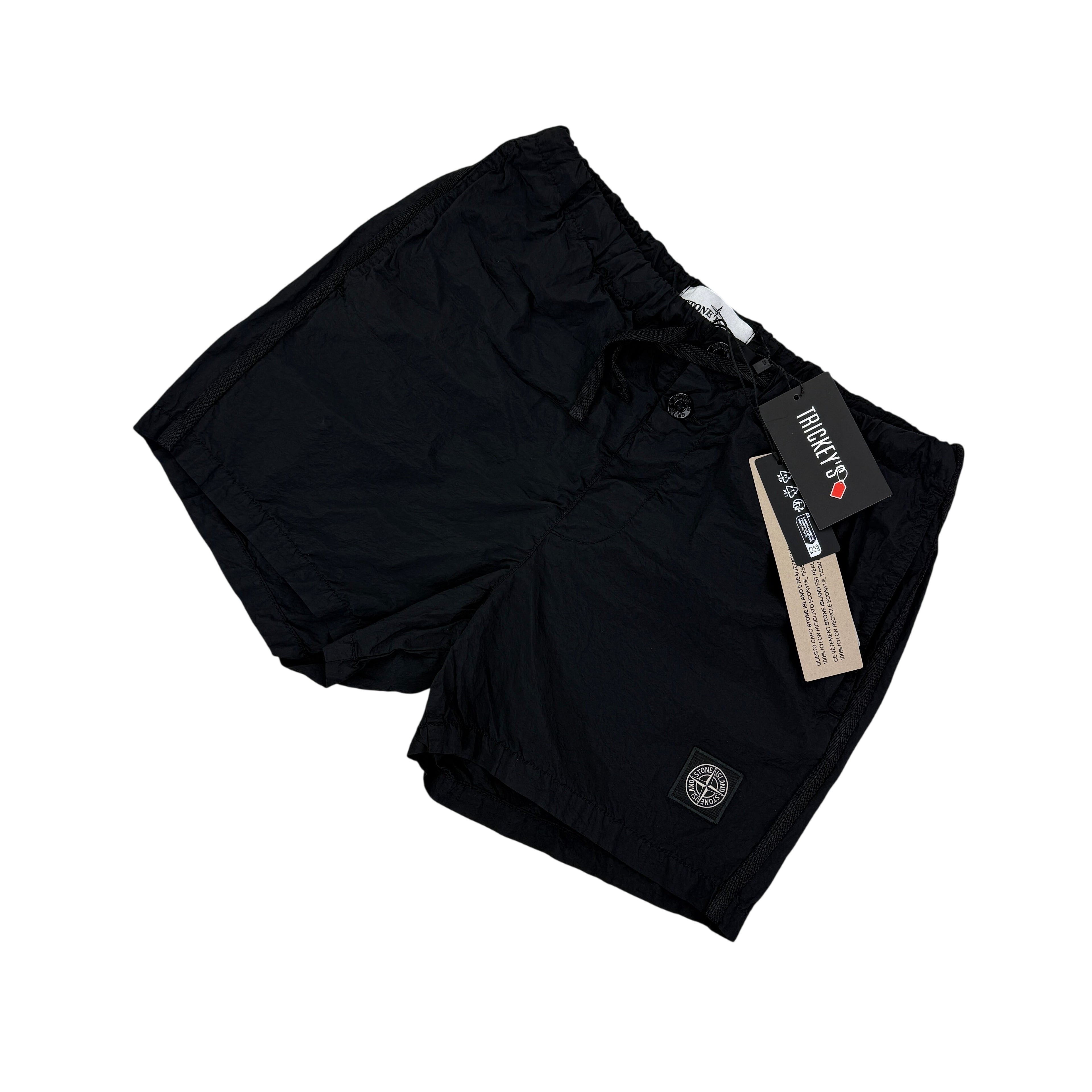 Stone Island Men’s Black Metal Nylon Swim Shorts