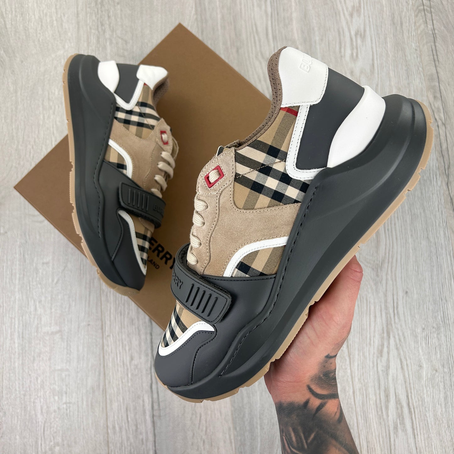 Burberry Men’s Vintage Check, Suede Leather Trainers