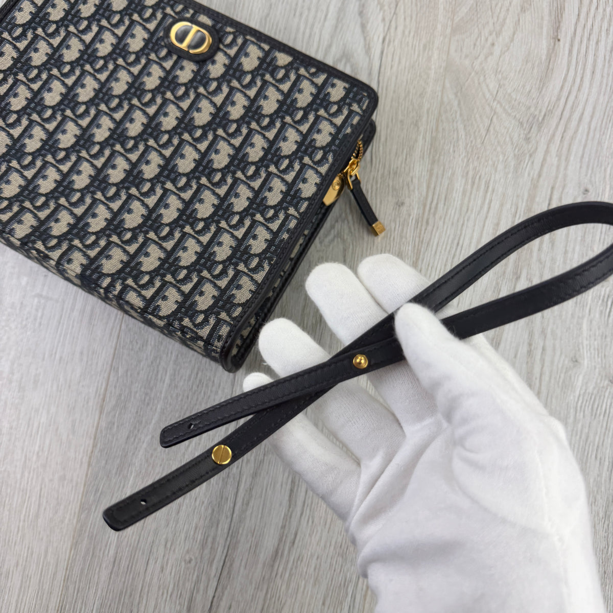 Christian Dior CD Beige Oblique Clutch Bag