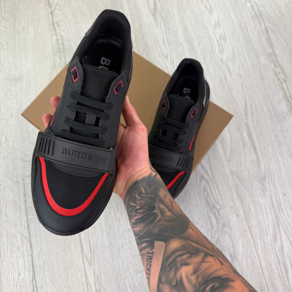 Burberry Men’s Black & Red Ramsey Check Trainers