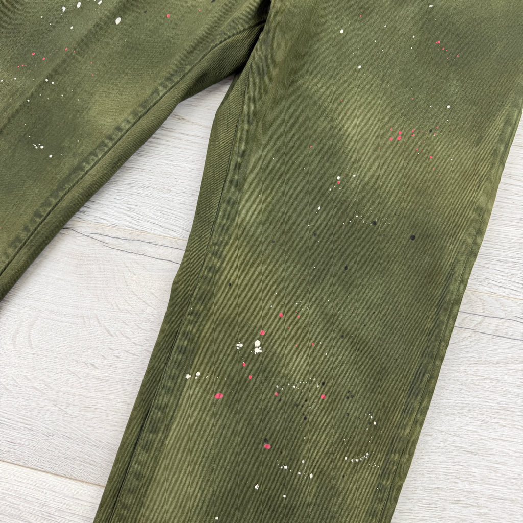 Dsquared2 Men’s Green Distressed Straight Jeans