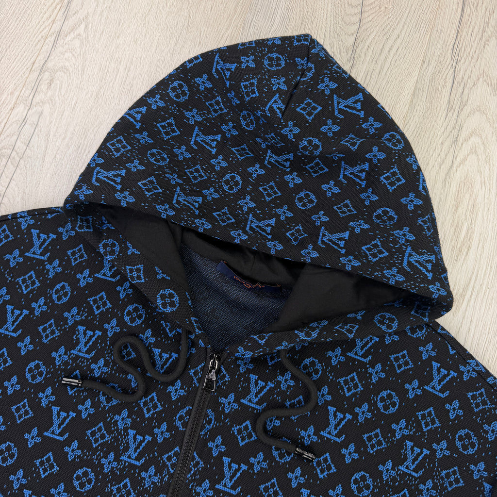 Louis Vuitton Men’s Blue Monogram Zip Up Hoodie - Large (Fits XL)