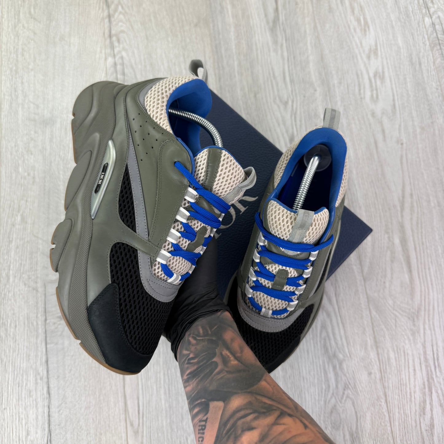 Dior B22 Men’s Khaki & Blue Trainers - 42.5 (Fit Uk 8)