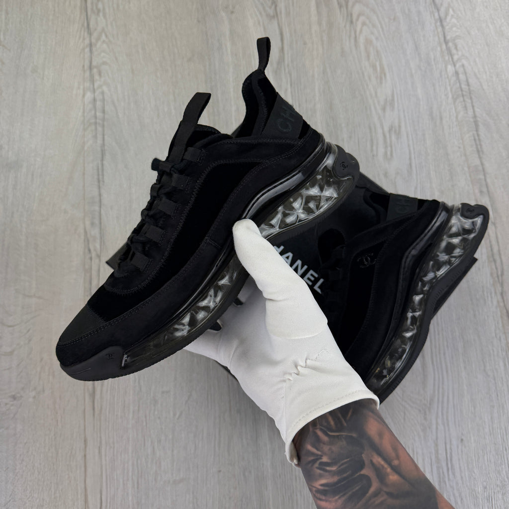 Chanel Men’s Triple Black Sock CC Runners - Uk 9