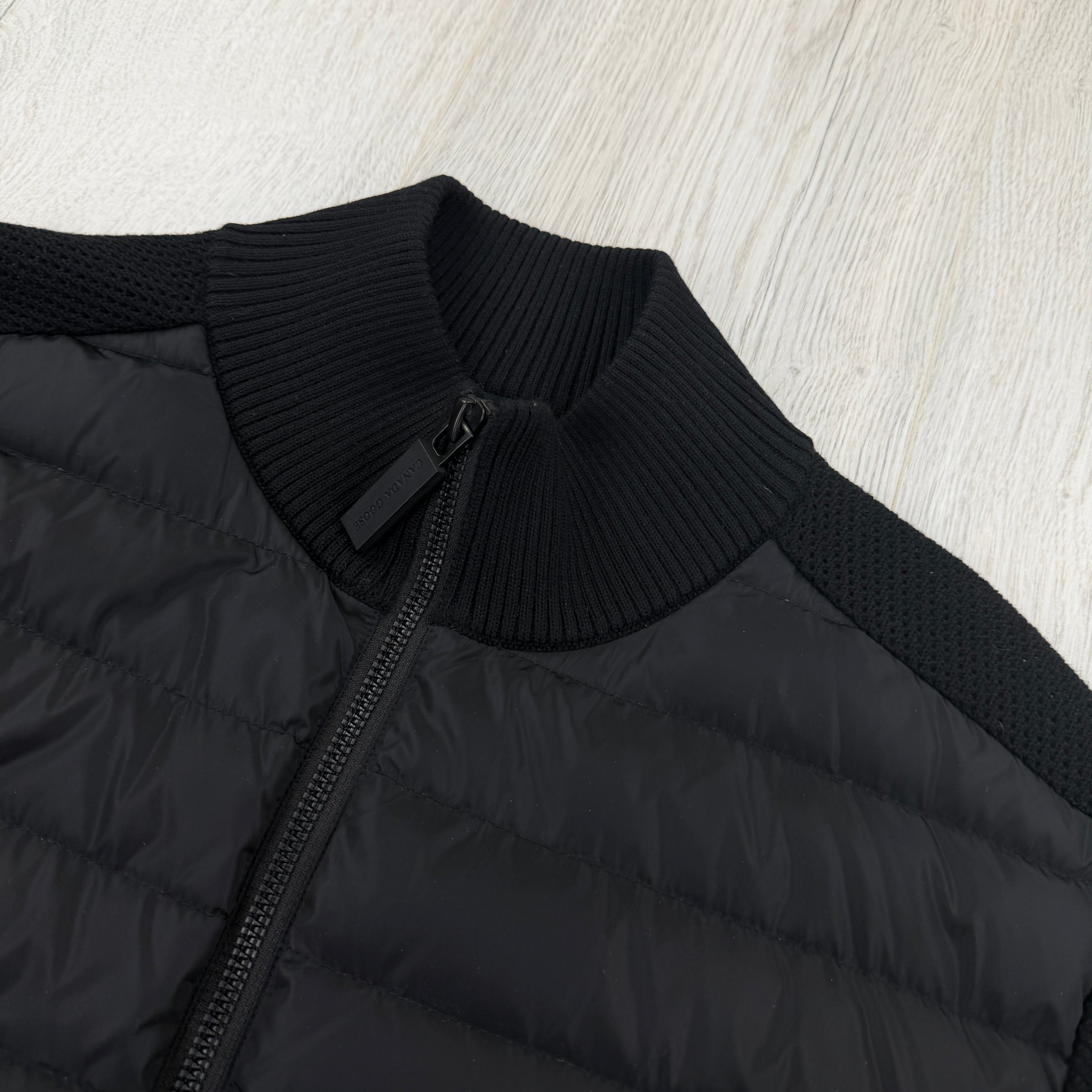 Canada Goose Men’s Black Zip-up Hybridge Knit Jacket