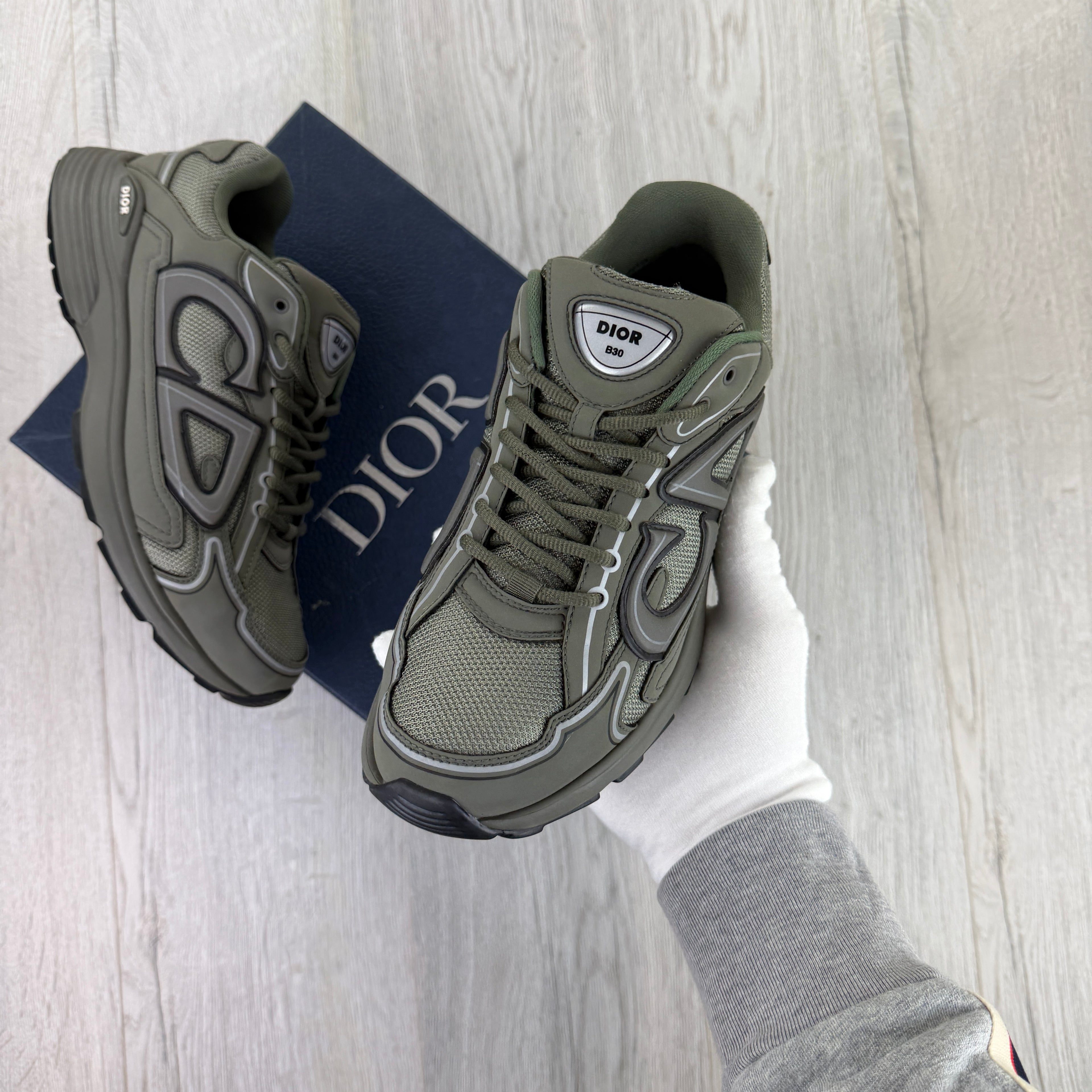 Dior B30 Men’s Khaki CD Mesh Trainers - 45 (Fit Uk 11)