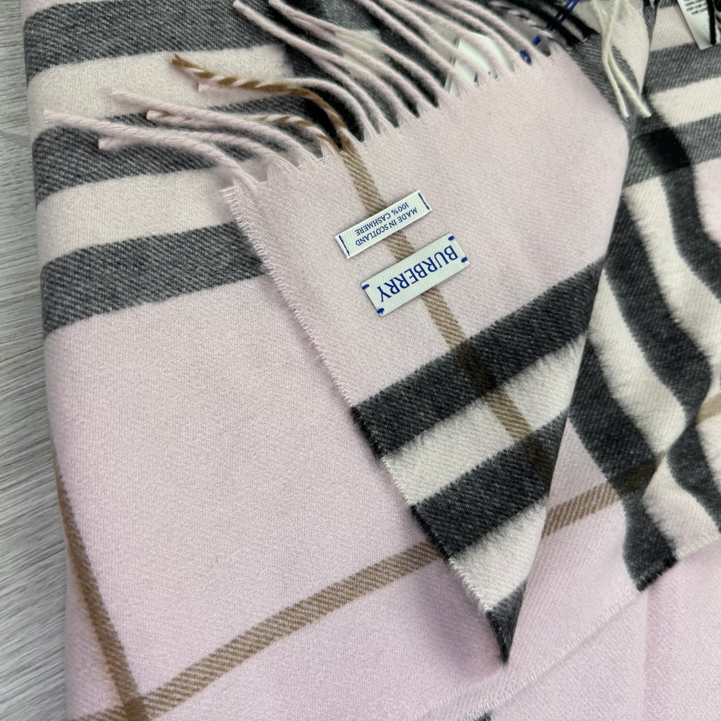 Burberry Pink Check Cashmere Scarf