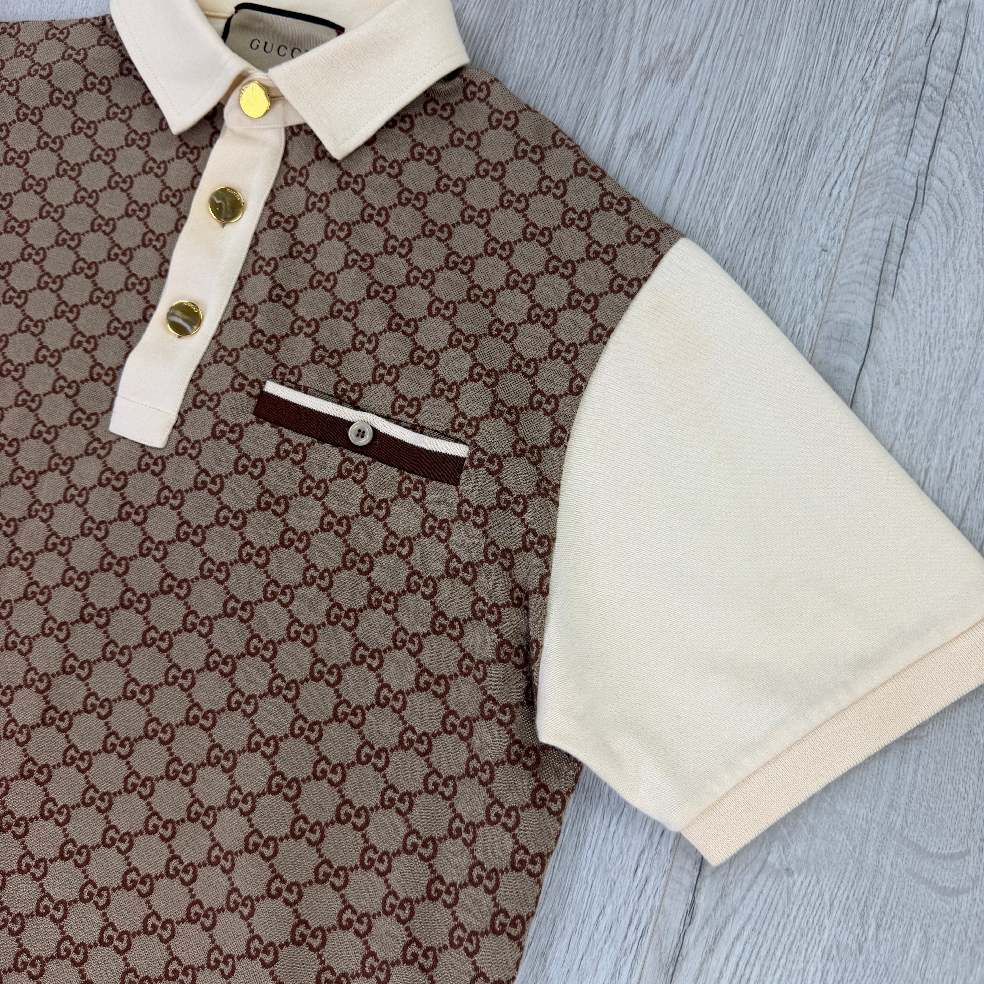 Gucci Men’s Beige  GG Interlocking Polo - Medium