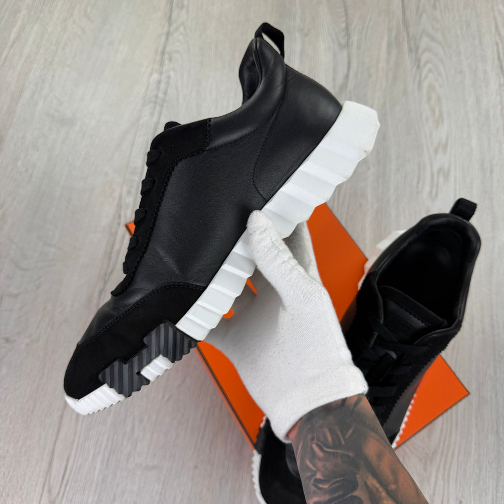 Hermes Men’s Black & White Bouncing Sneakers - 46 (Fit 11.5)