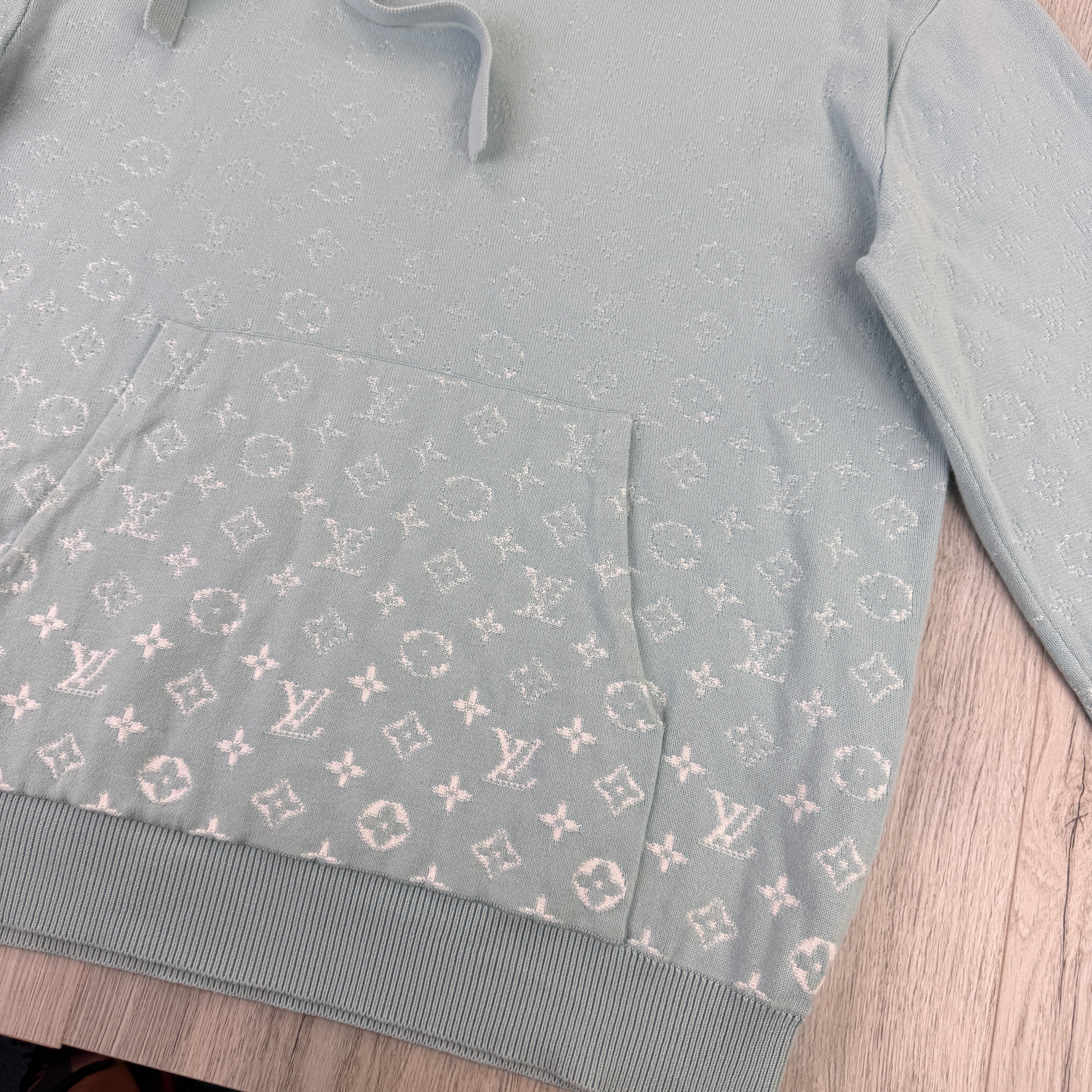 Louis Vuitton Men’s Baby Blue Monogram Gradient Pullover Hoodie - Medium