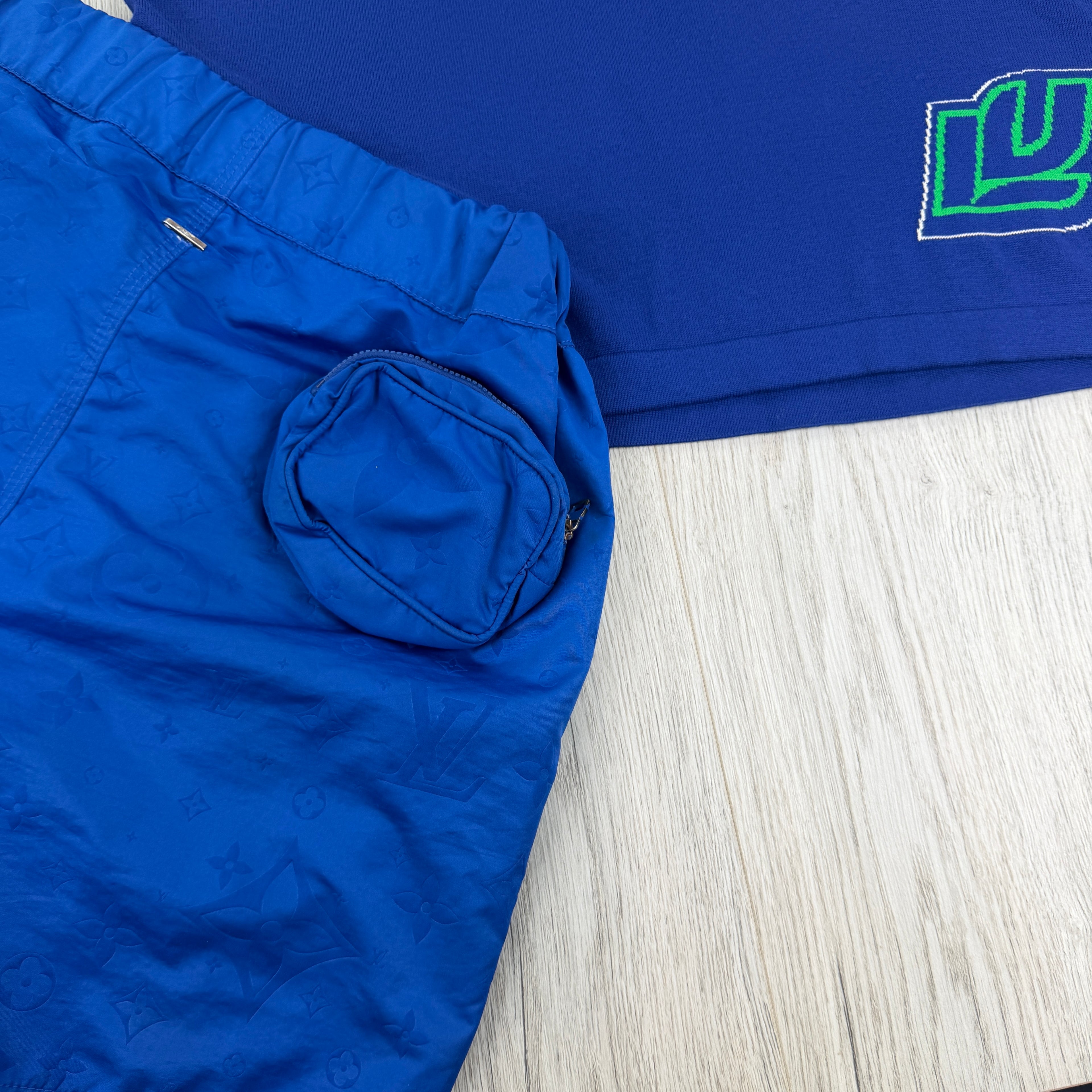 Louis Vuitton Men’s Knit Blue T-shirt & Swim Shorts Set - Medium