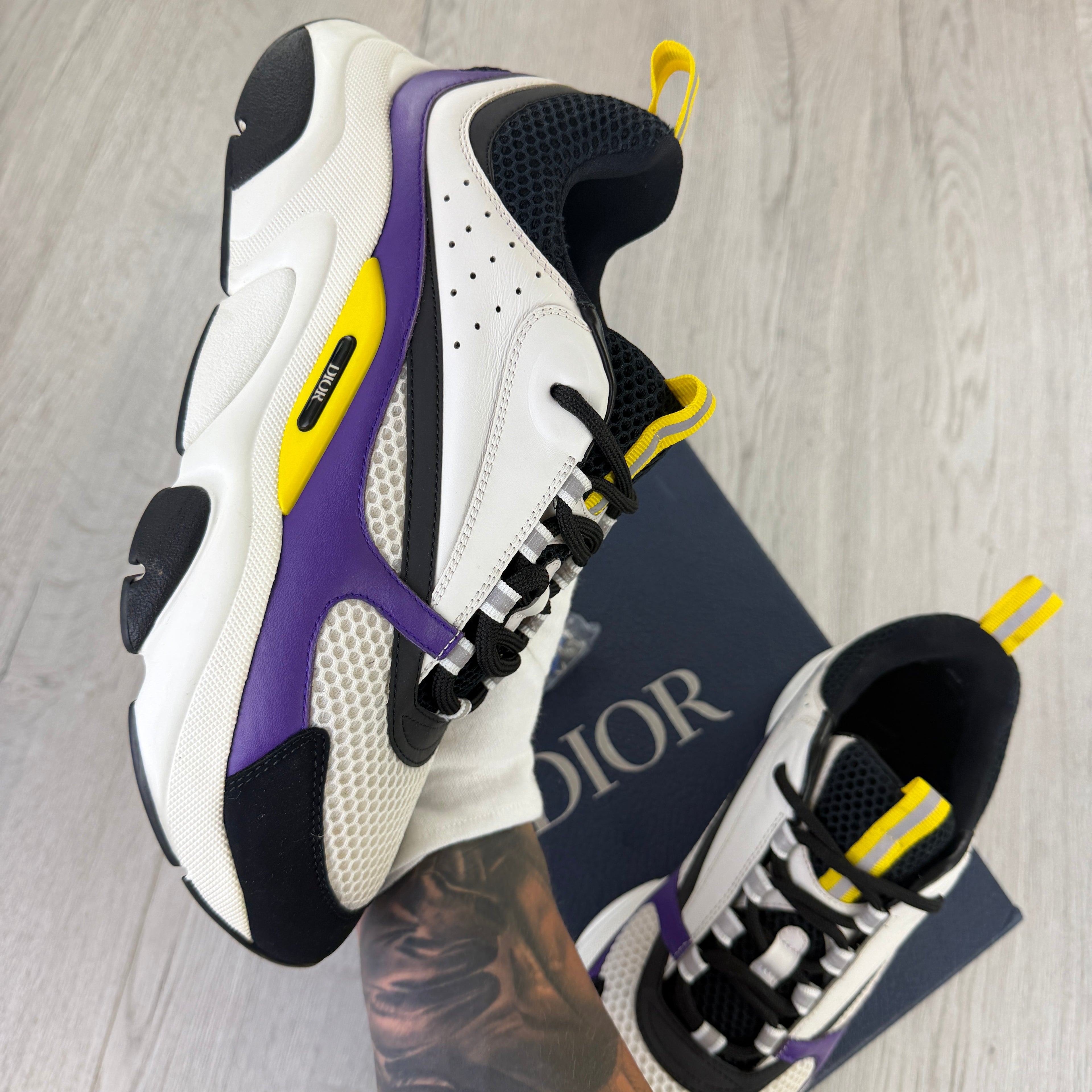 Dior B22 Men’s Purple Yellow White Runners - 42 (Fit Uk 7.5)