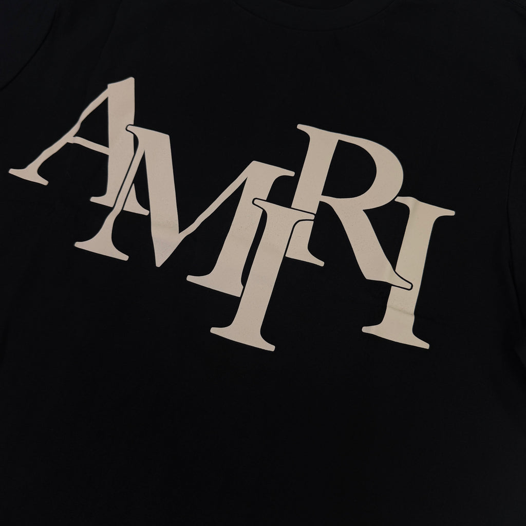 Amiri Men’s Black T-shirt With White Logo