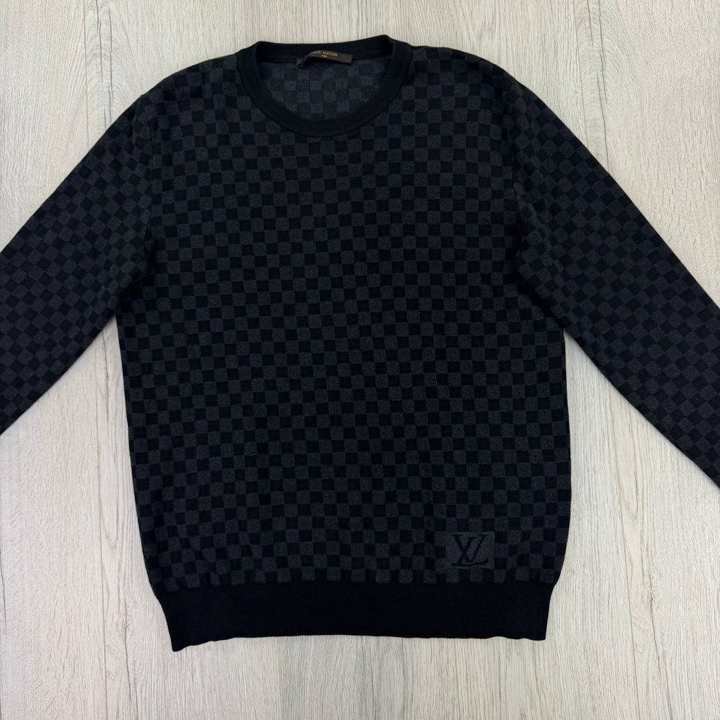 Louis Vuitton Men’s Damier Print Crewneck Jumper - Small