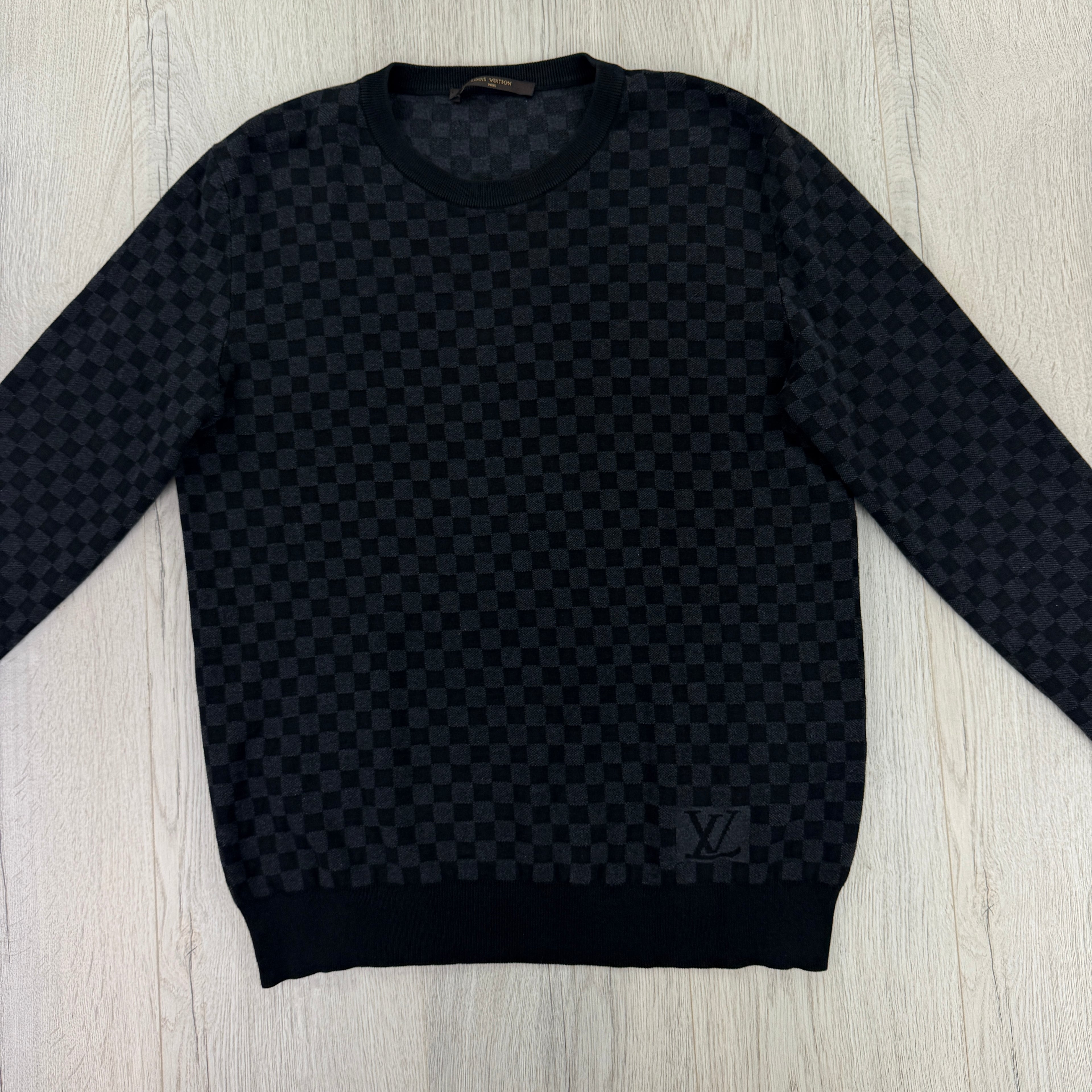 Louis Vuitton Men’s Damier Print Crewneck Jumper - Small