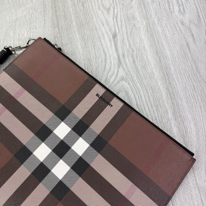 Burberry Men’s Brown Zip-up Clutch Bag / Pouch