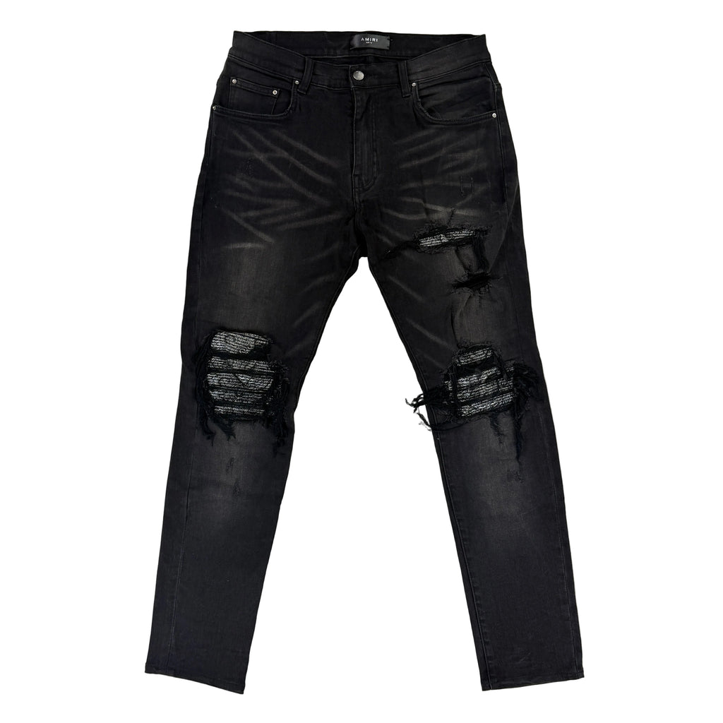 Amiri Men’s Boucle MX1 Aged Black Distressed Jeans - Uk 30/31