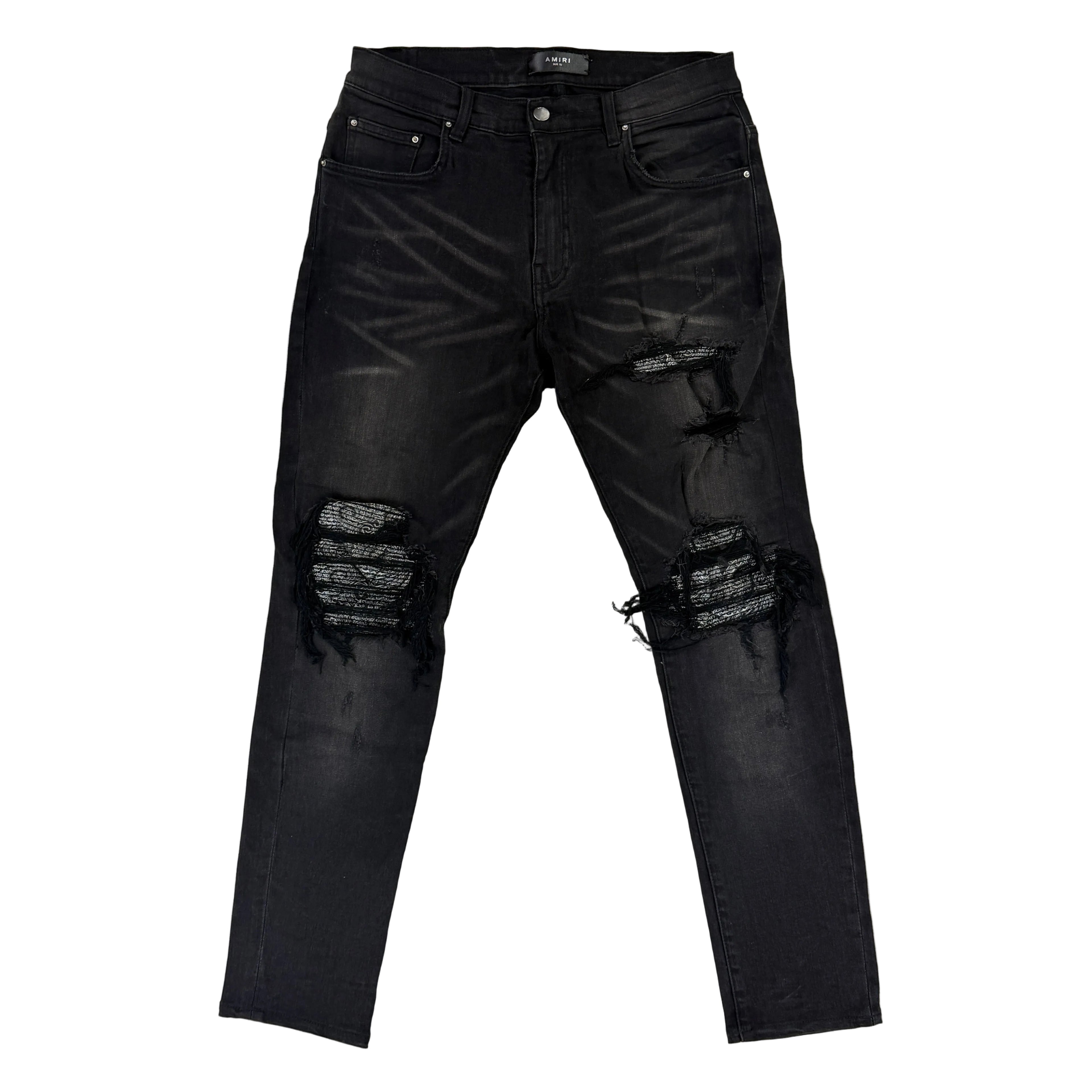 Amiri Men’s Boucle MX1 Aged Black Distressed Jeans - Uk 30/31