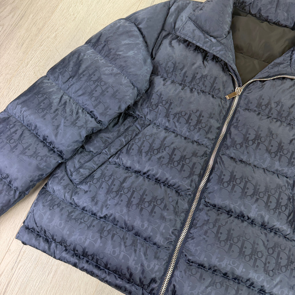 Dior Men’s Navy Oblique Zip-up Down Jacket - 48 (M/L)