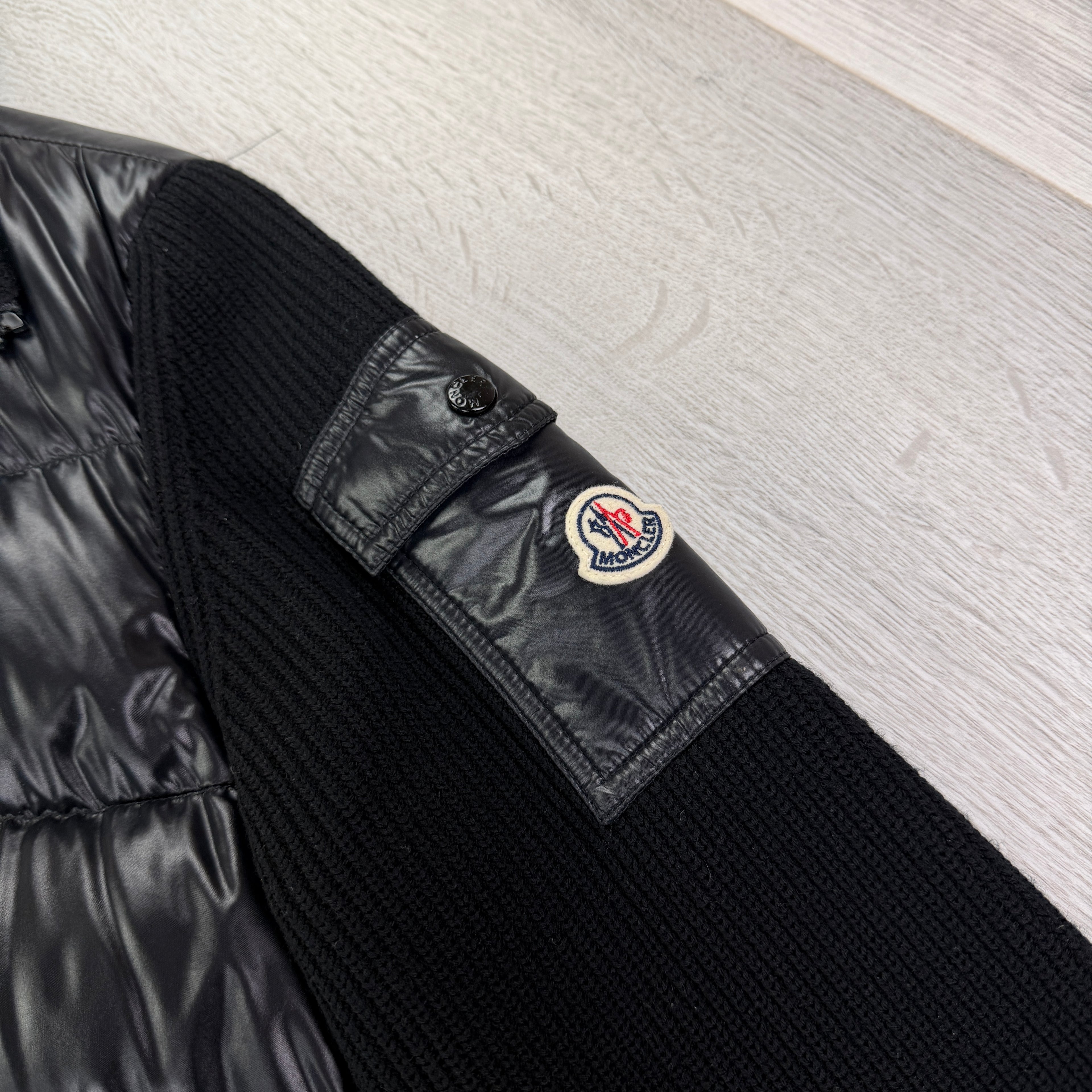 Moncler Men’s Black Zip-up Tricot Cardigan - Large