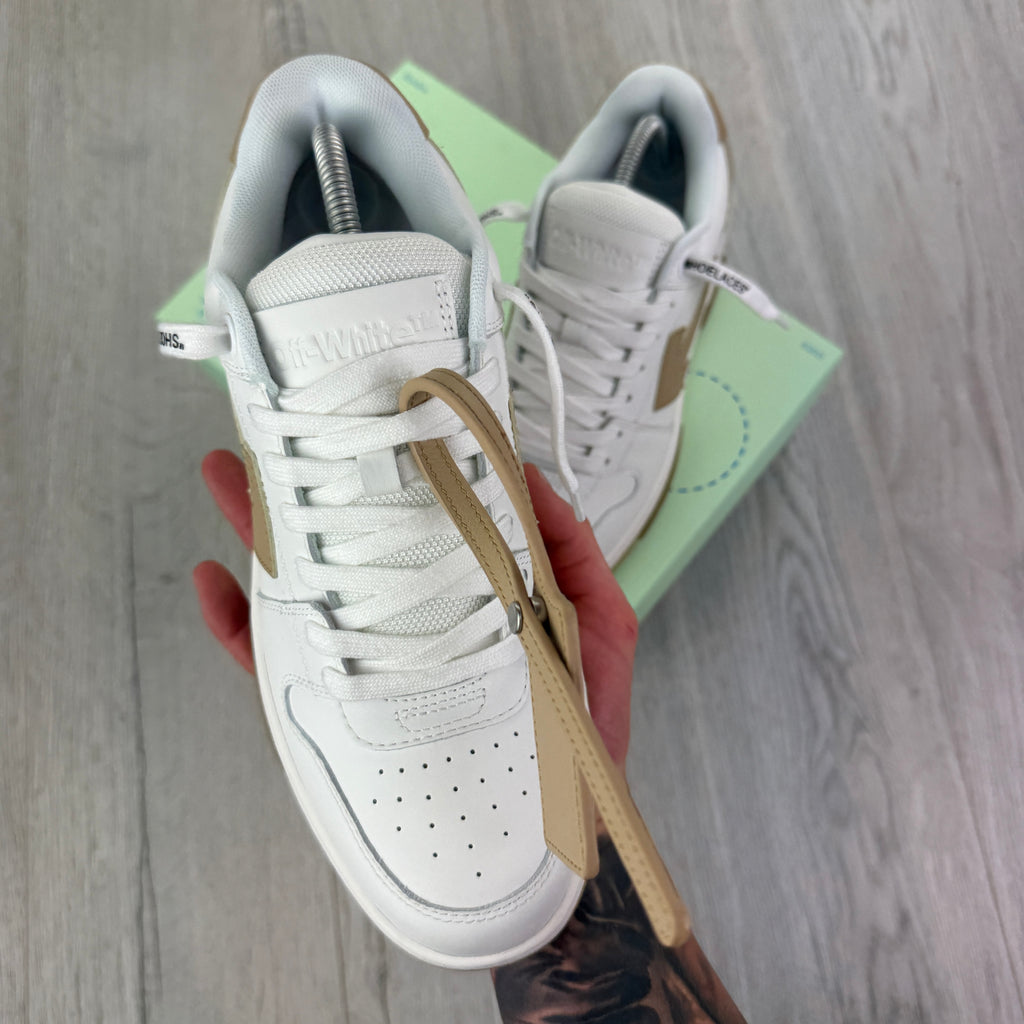 Off White Out Of Office Beige & White Low Trainers - Uk 6