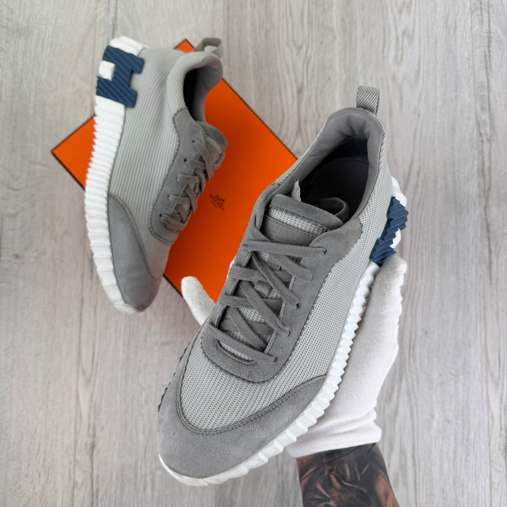 Hermes Men’s Grey Suede Bouncing Sneakers - Uk 8
