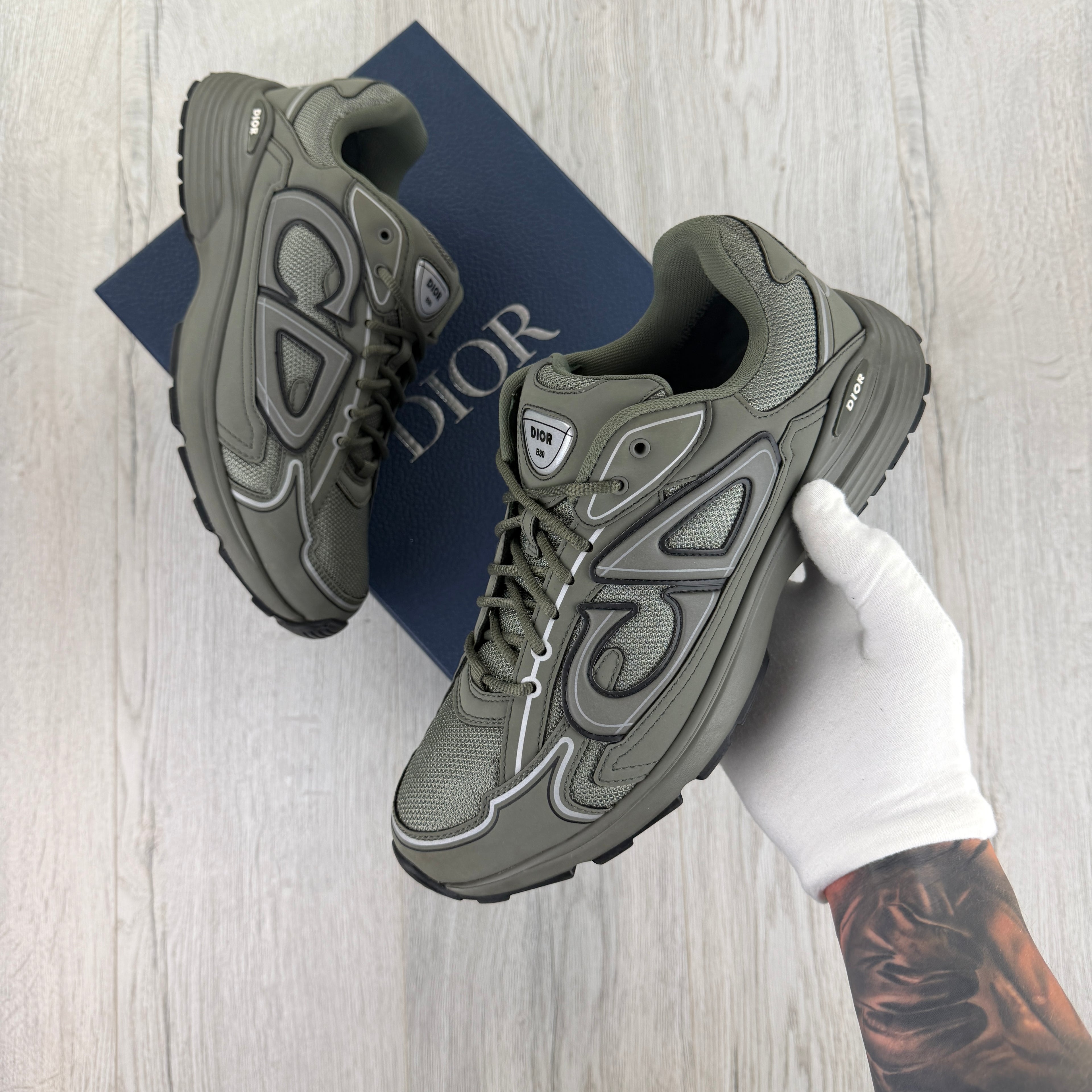 Dior B30 Men’s Khaki CD Mesh Trainers - 45 (Fit Uk 11)